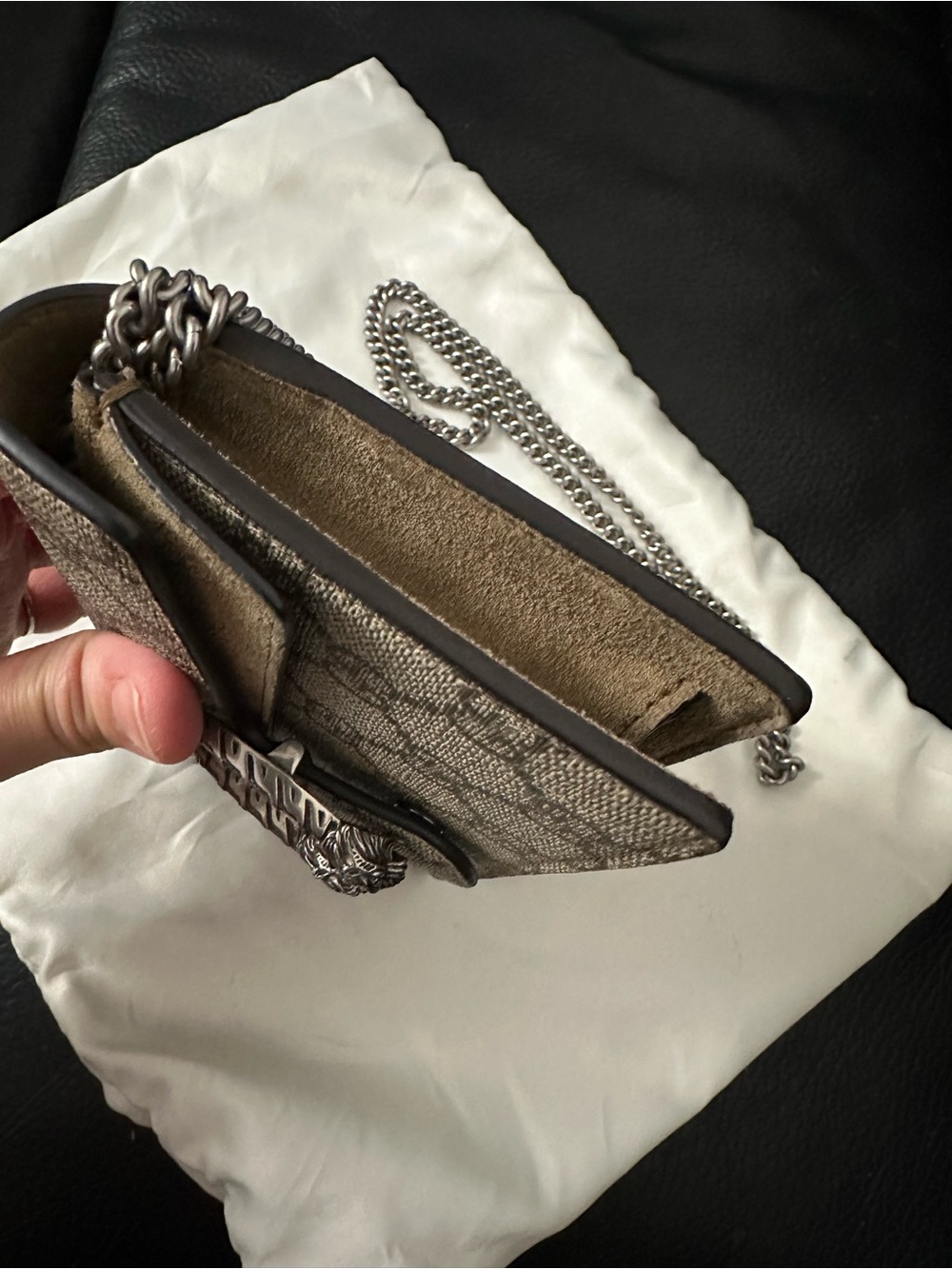 Gucci Beige GG Supreme Dionysus Wallet Mini with Antique Silver Hardware - Picture 8 of 11